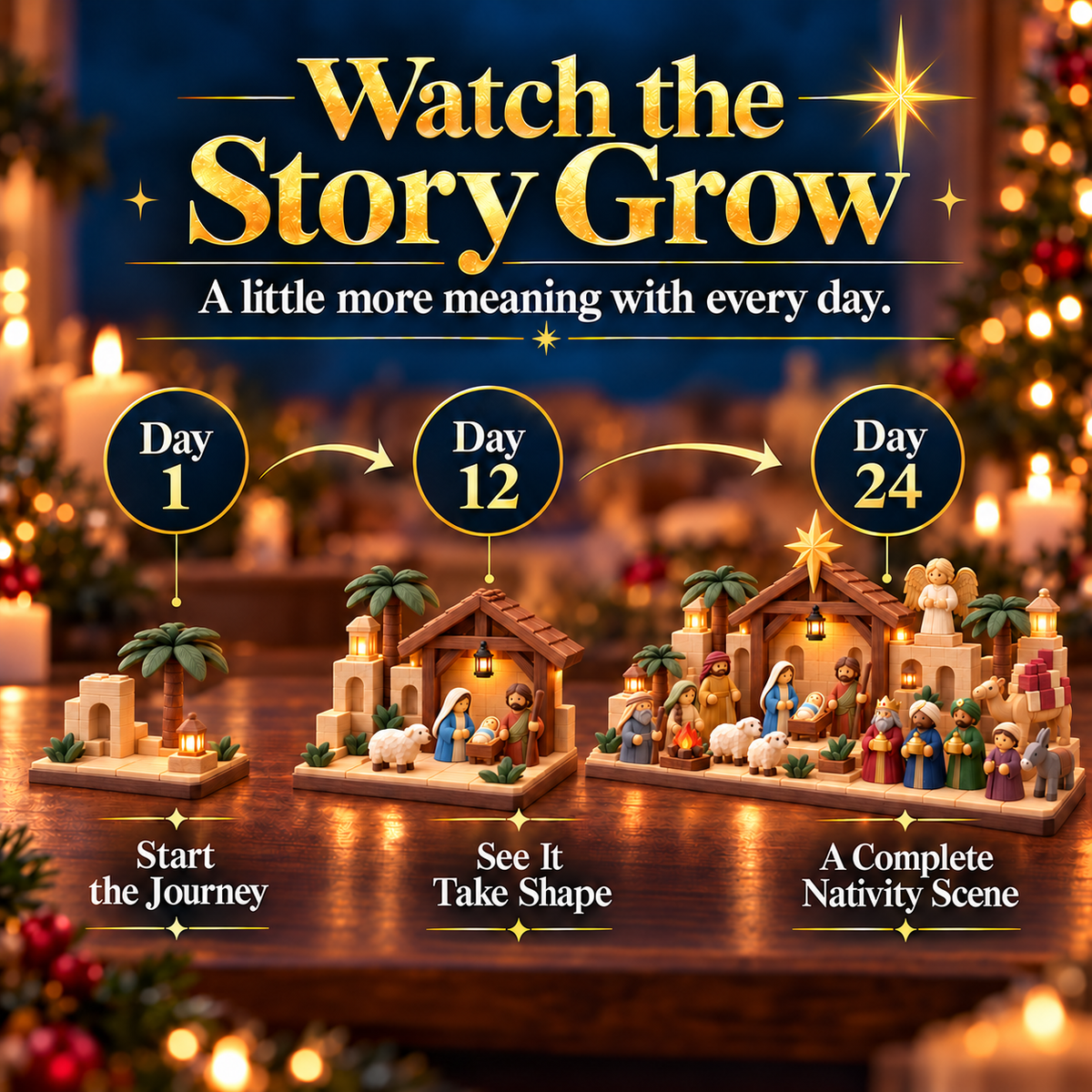 ✝️Nativity Advent Calendar – 24-Day Buildable Christmas Nativity Set✨