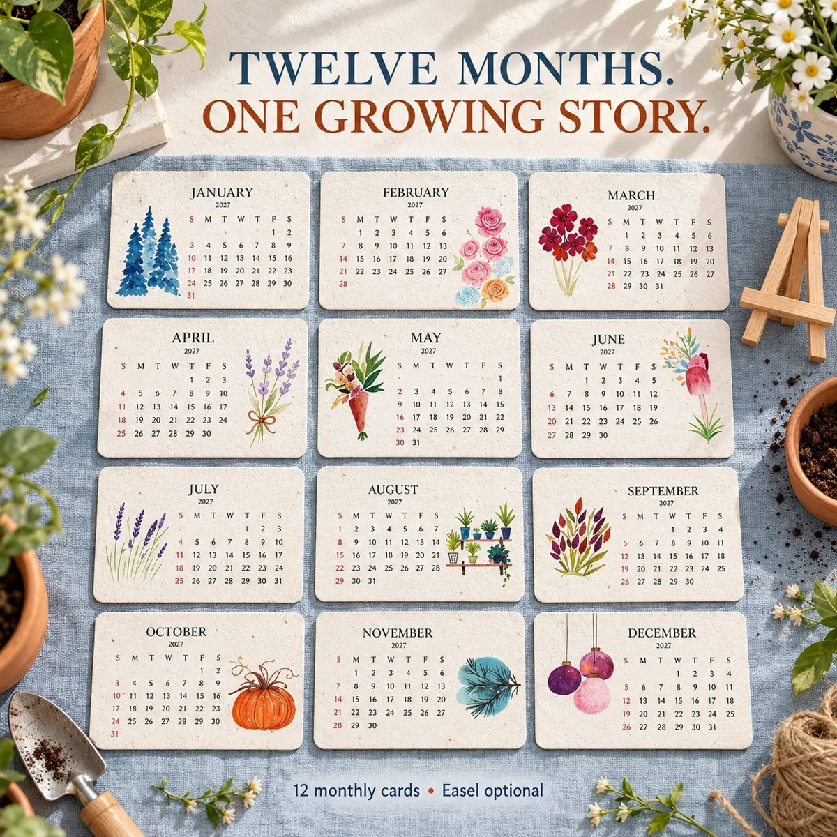 🌱Eco-Friendly Plantable “Timeless” Seed Calendar 2027