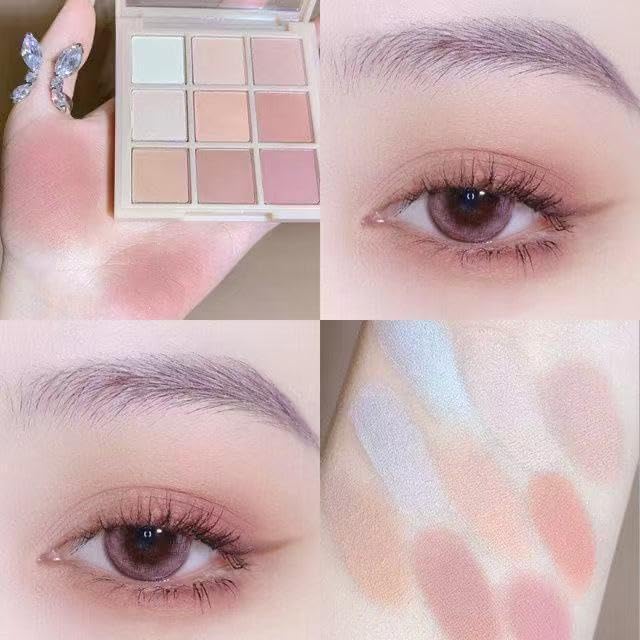 Matte Nude Eyeshadow Palette Pink Makeup Eye shadow for woman,9 Colors Matte Nude Naked Eyeshadow Long Lasting Eye Shadow Plattet for Girls,Beige Earth Neutra Waterproof Eye Shadow
