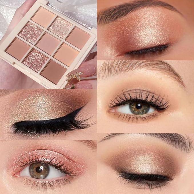 Nude Pink Beige Eyeshadow Palette,Natural Eye Shadow Make Up Pallets for Women,Neutral Small Cream Light Colors Eyeshadow Palette Long Lasting Naturing-Looking,Vegan