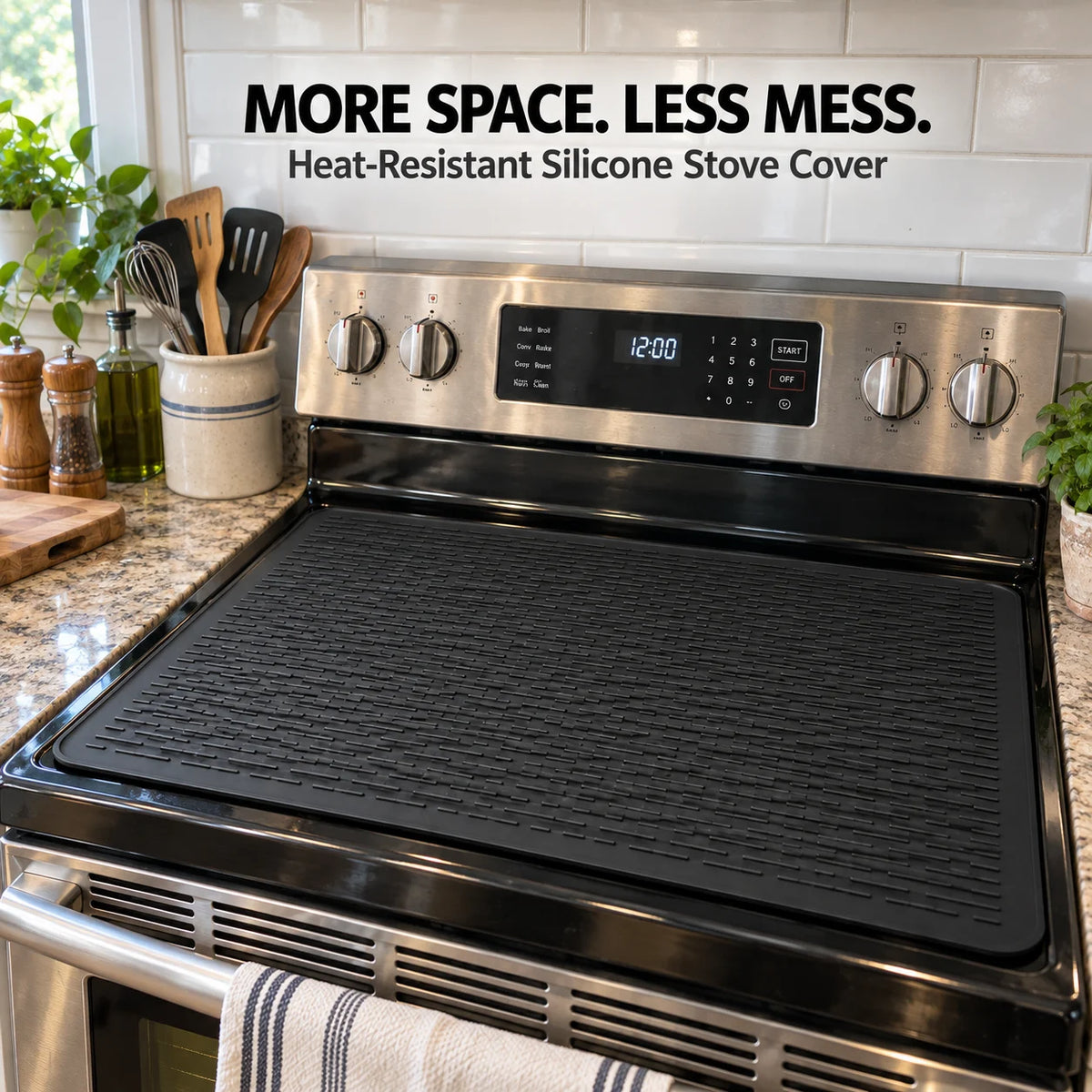 🔥500°F/220°C Heat-Resistant Silicone Stove Cover Mat & Utensils