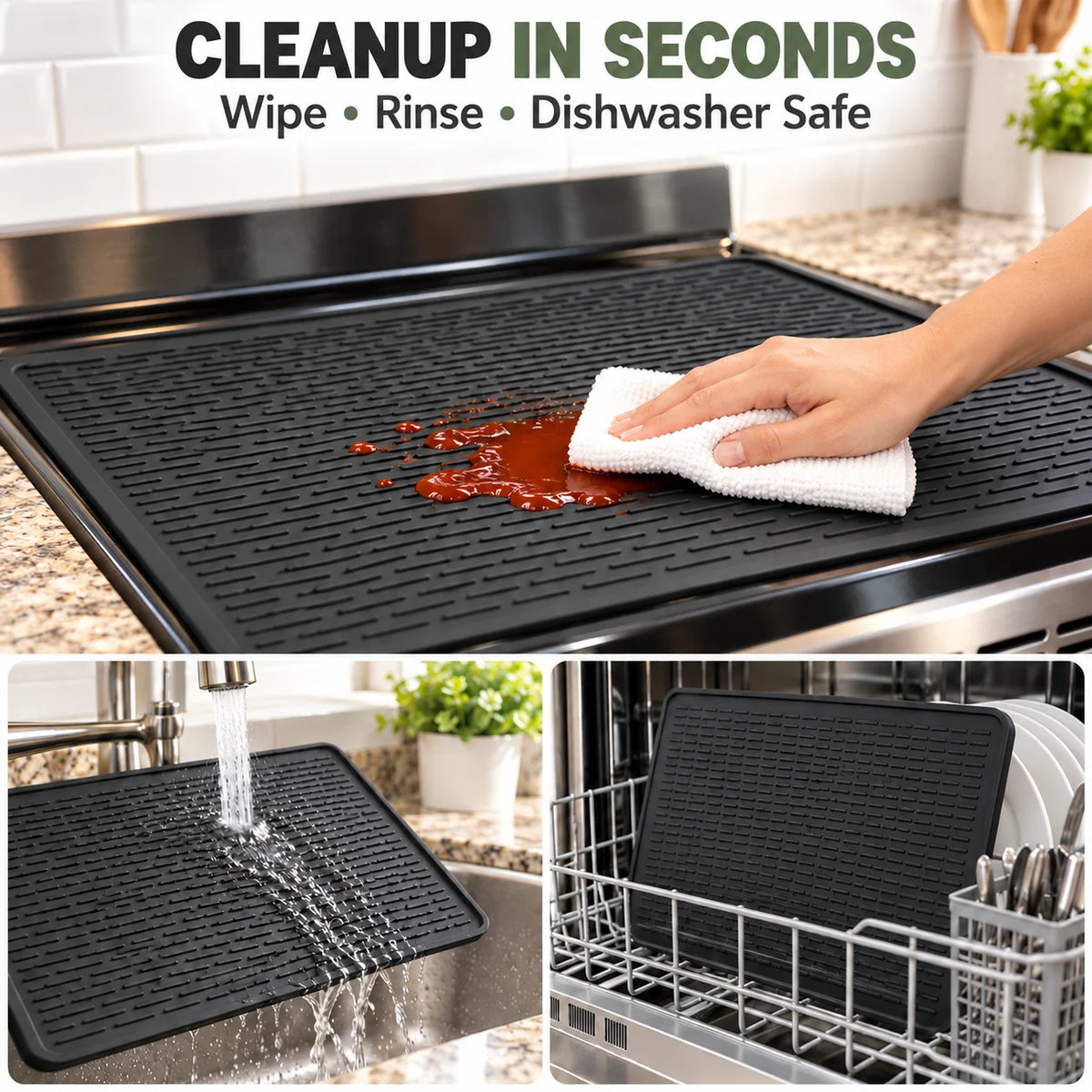 🔥500°F/220°C Heat-Resistant Silicone Stove Cover Mat & Utensils